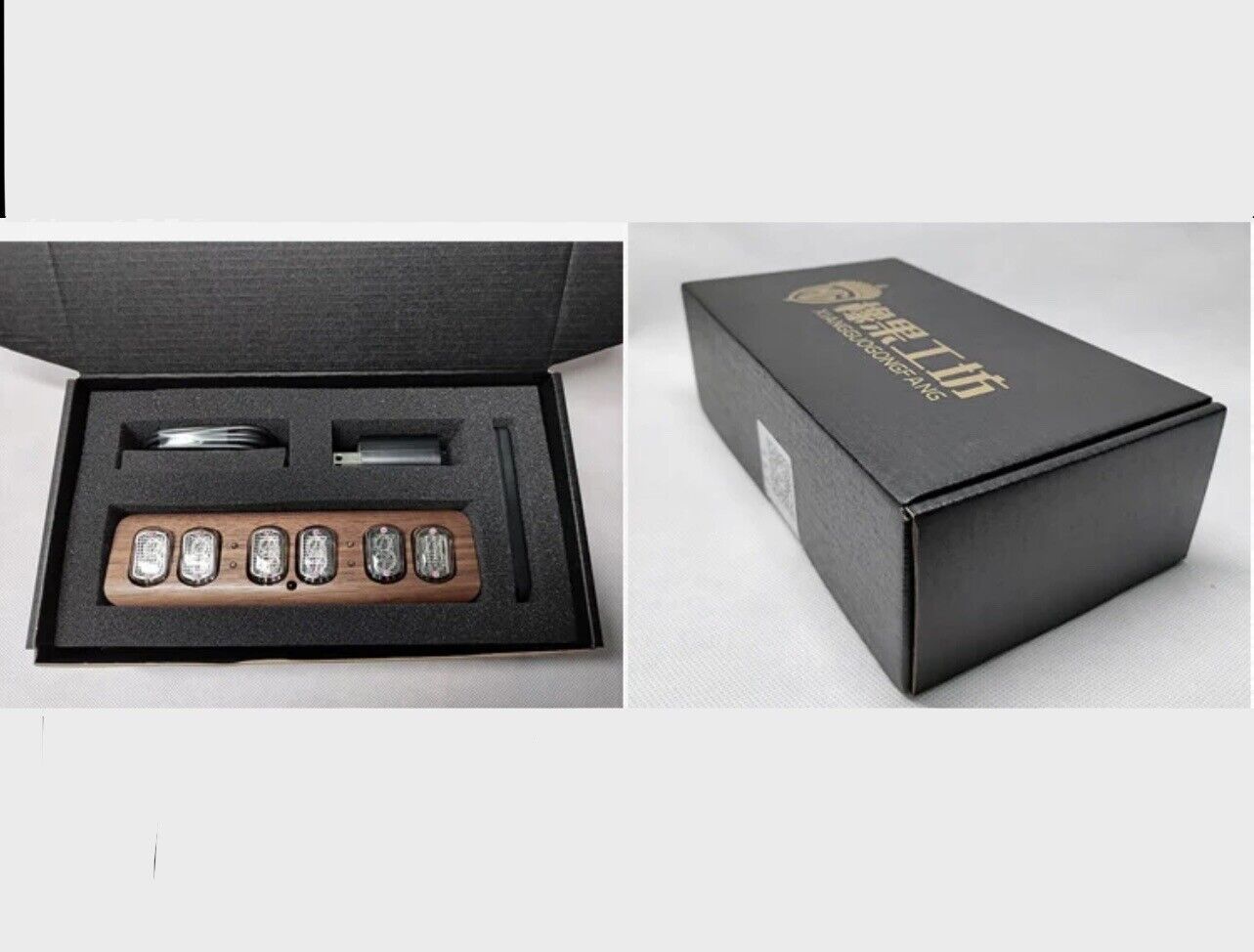 IN-12 Nixie tube Clock Walnut Case Brass Feet Bluetooth Vintage Style Auto Time