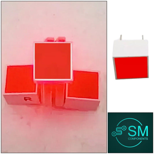 5PCS 10X10mm Indicator LED Block Diodes RED 625nm Light Emitting Diodes Projects