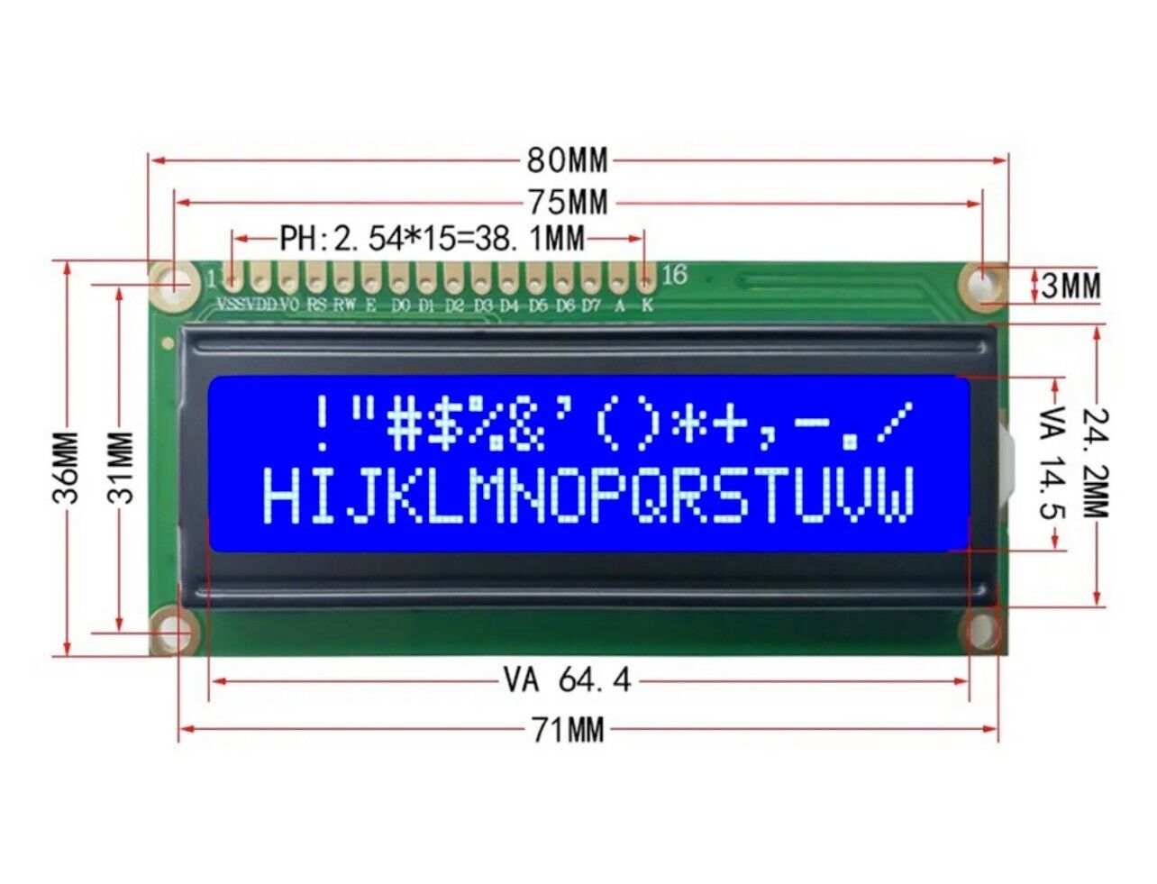 1602 16X2 LCD Display IIC/I2C/TWI/SPI SR Interface Arduino Raspberry PI ESP32