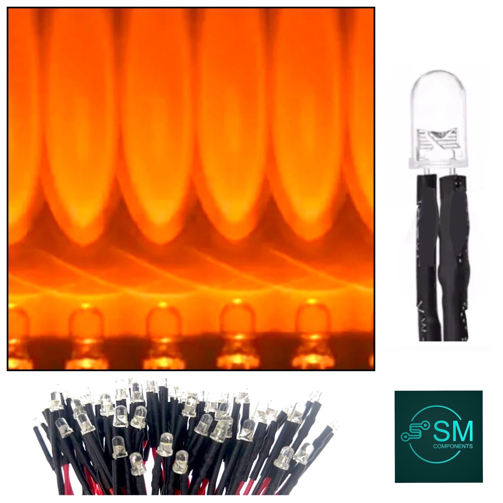 20pcs Prewired 5mm ORANGE LED DC 12V 5mm Clear Round Light Emitting Di ...
