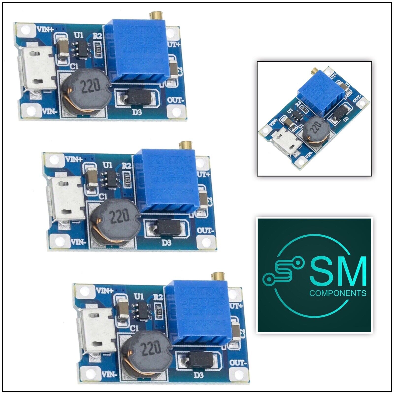 Power Module 3 Level 3PCS MT3608 2A Max DC-DC Step Up Power Module Booster Power Module 3-5 ...