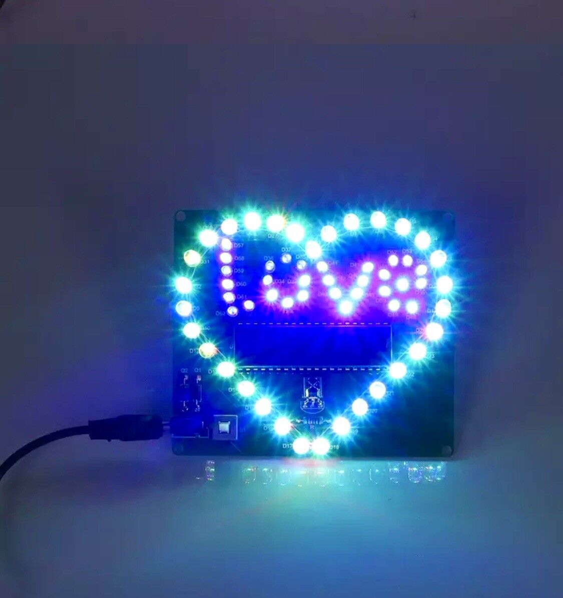 DIY RGB LED Heart Project Electronic Education Circuit Starter Kit Cable Include