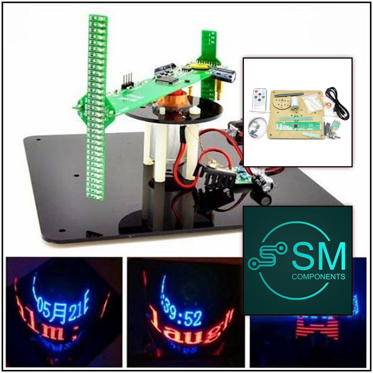 Rotating Led Kit DIY Biaxial 3D Red-Blue Rotating LED Kit POV Creative SMD Soldering Tr ...