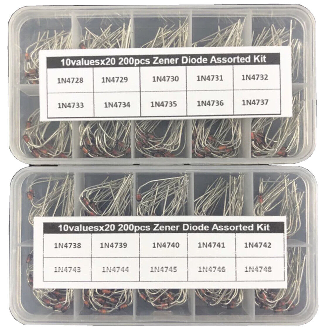 400PC Zener Diode Kit 1N4728~1N4737 DIY Electronic Component Kit 3.3V ...