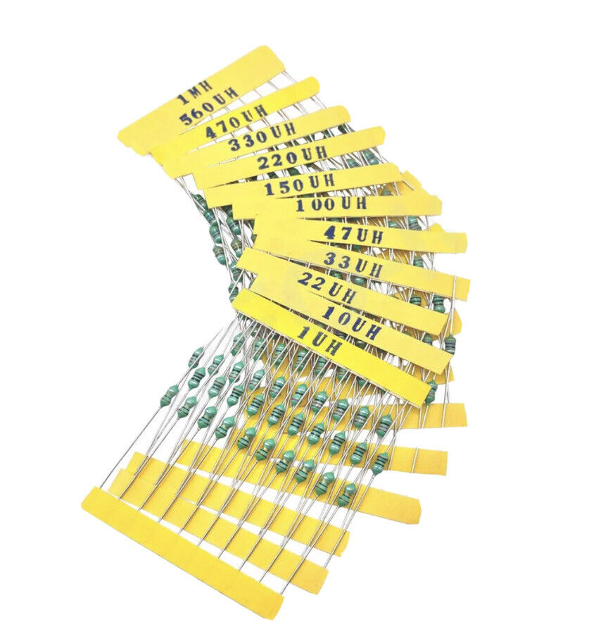 120pcs 1/4W 12 Values 0307 Inductor Kit 10% Tolerance DIY Assortment 1UH-1MH KIT