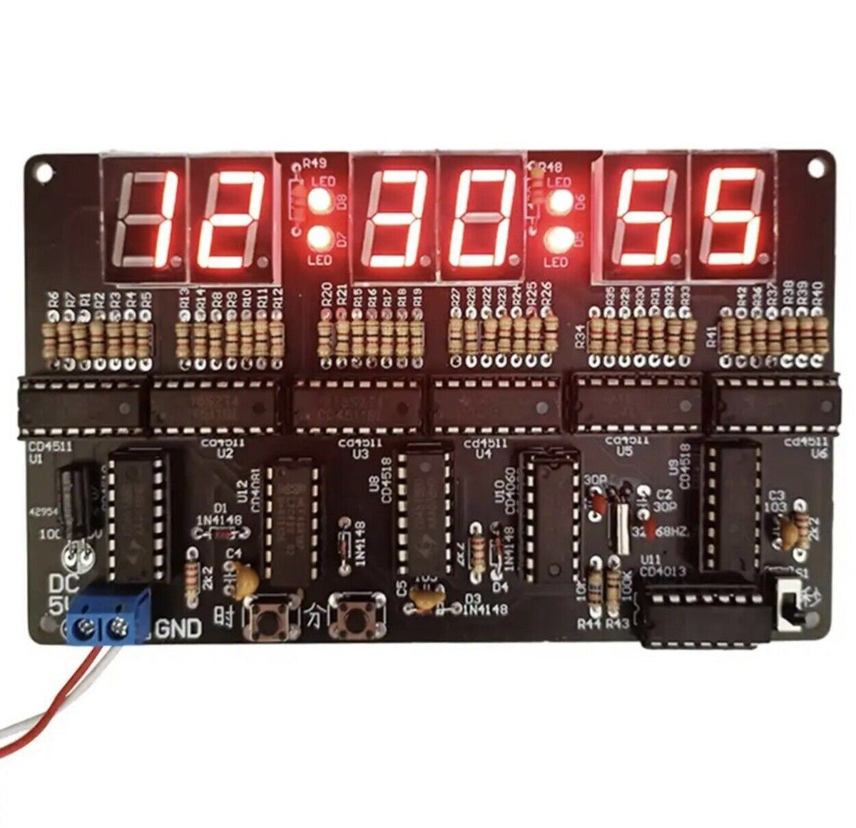Embedded Clock Cd R Panel DIY Kit Electronic Digital Clock CD4013 Tube LED Display Beginners Tra ...