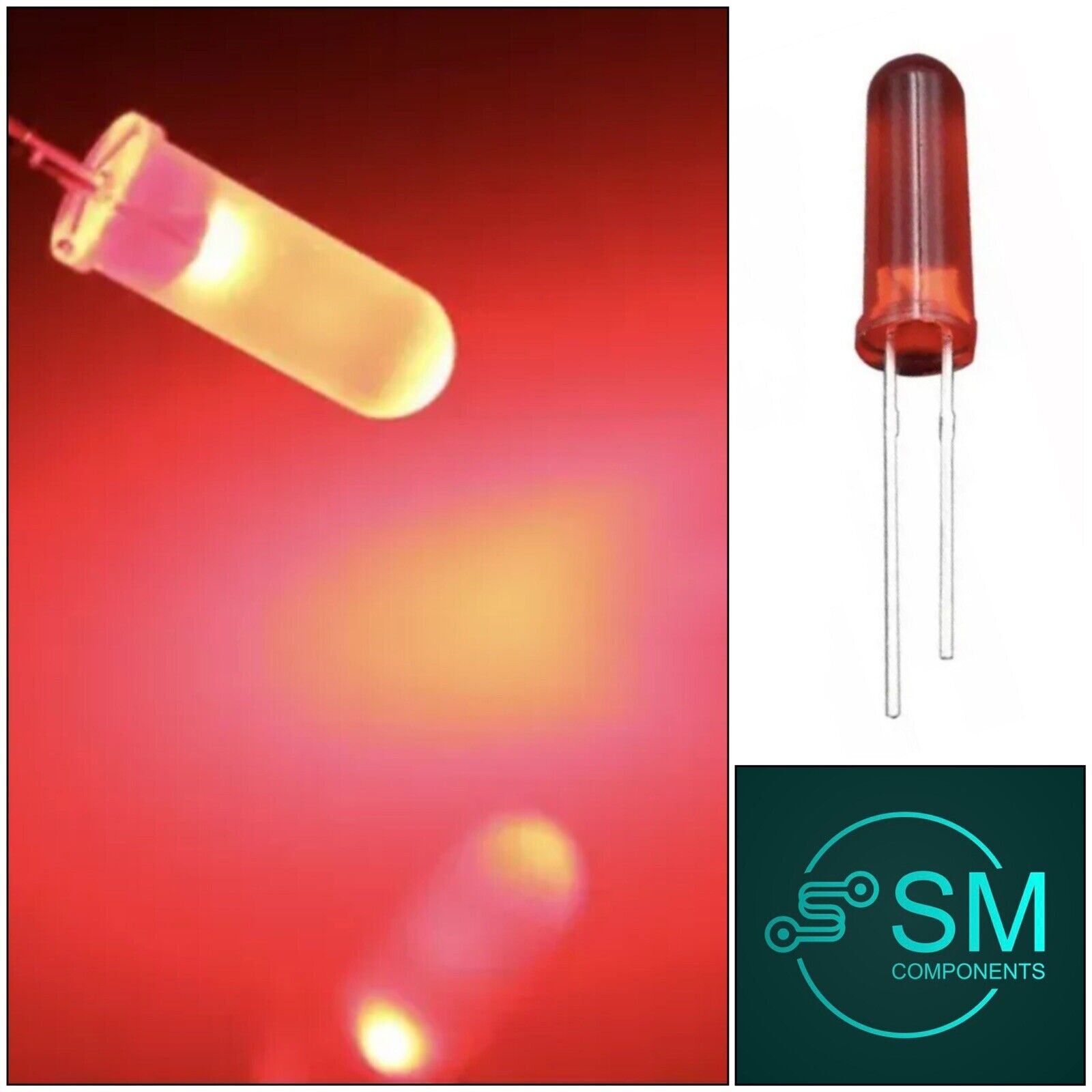 100PCS 5mm High Colloid RED Colour Diffused LED Light Emitting Diodes ...