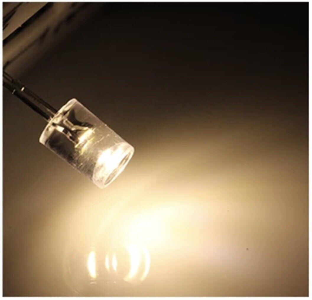 3mm Concave WARM WHITE Led Light Emitting Diode 100pcs Clear Top Concave 3200K