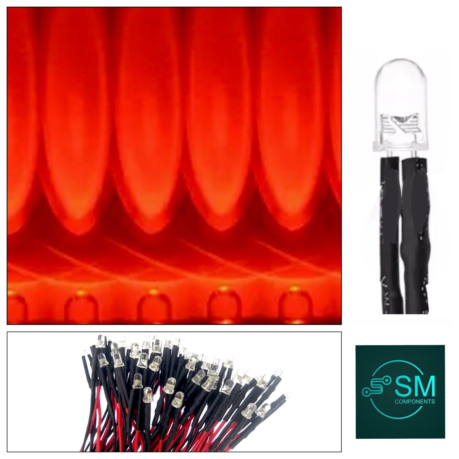 20pcs Prewired 5mm RED LED DC 12V 20mA 5mm Clear Round Light Emitting ...