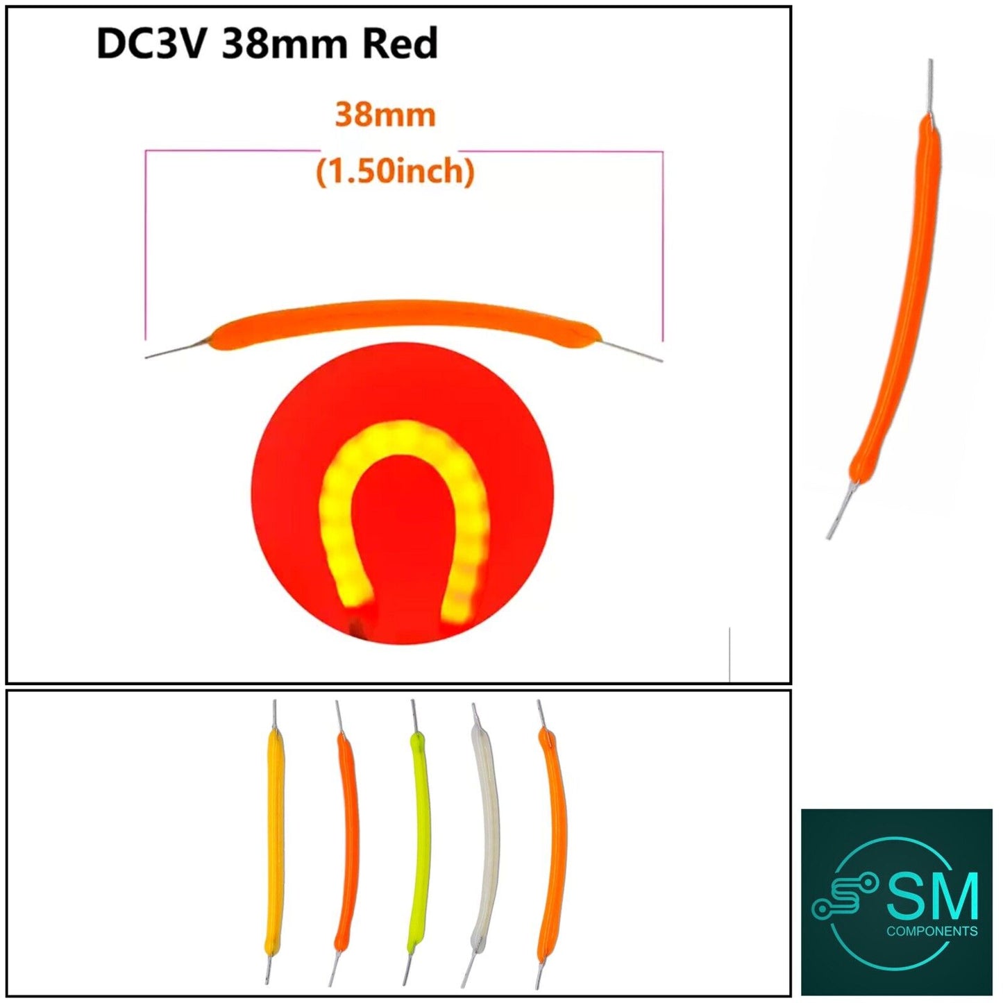 6pcs DC3V 38mm RED Light Emitting Diode Super Flexible Silicone Filament LED
