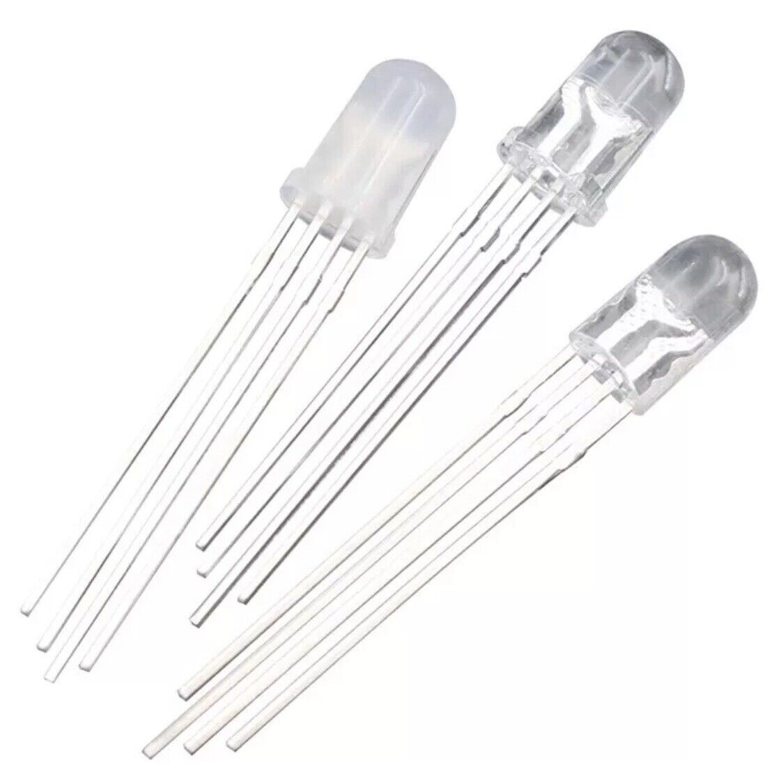 100pcs 5mm LED 4pin RGB Red Green Blue Clear Top Tricolour Common Cath ...