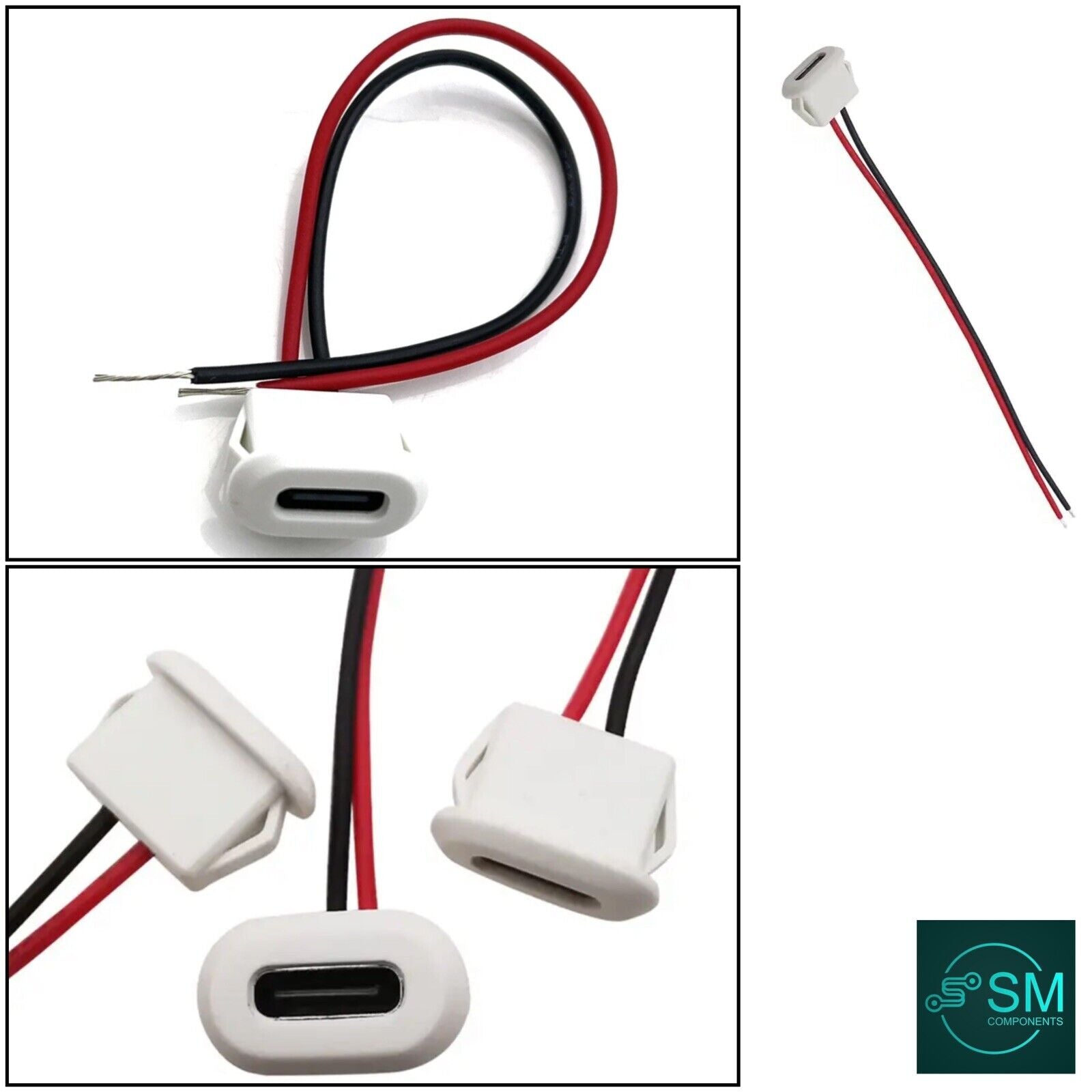 5 X Female USB-C Socket 2 Pin Connector USB-C Type Charging DIY Projec ...