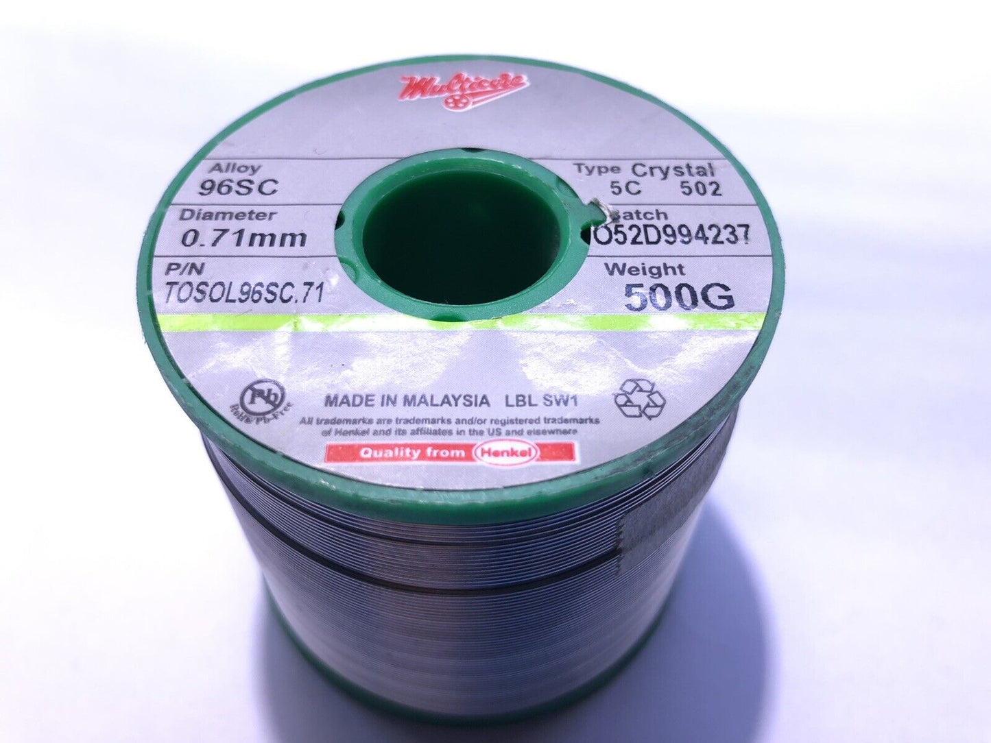 Multicore Lead Free 96SC Tin/Silver/Copper Solder Crystal 5C 502 5C 0.71mm 0.5kg