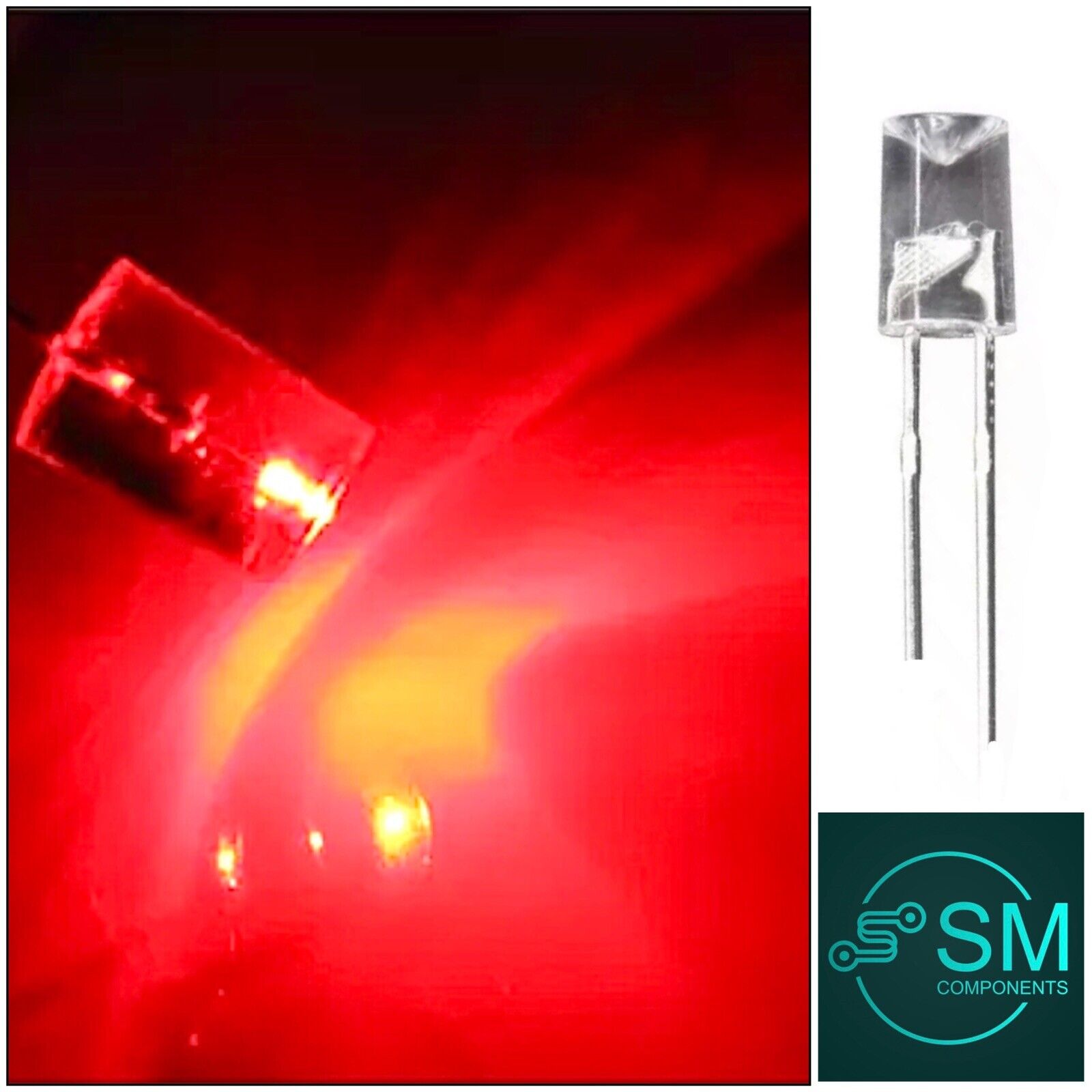 5mm Red Led Light Emitting Diode Flat Top Concave LED 100pcs (625-630n ...