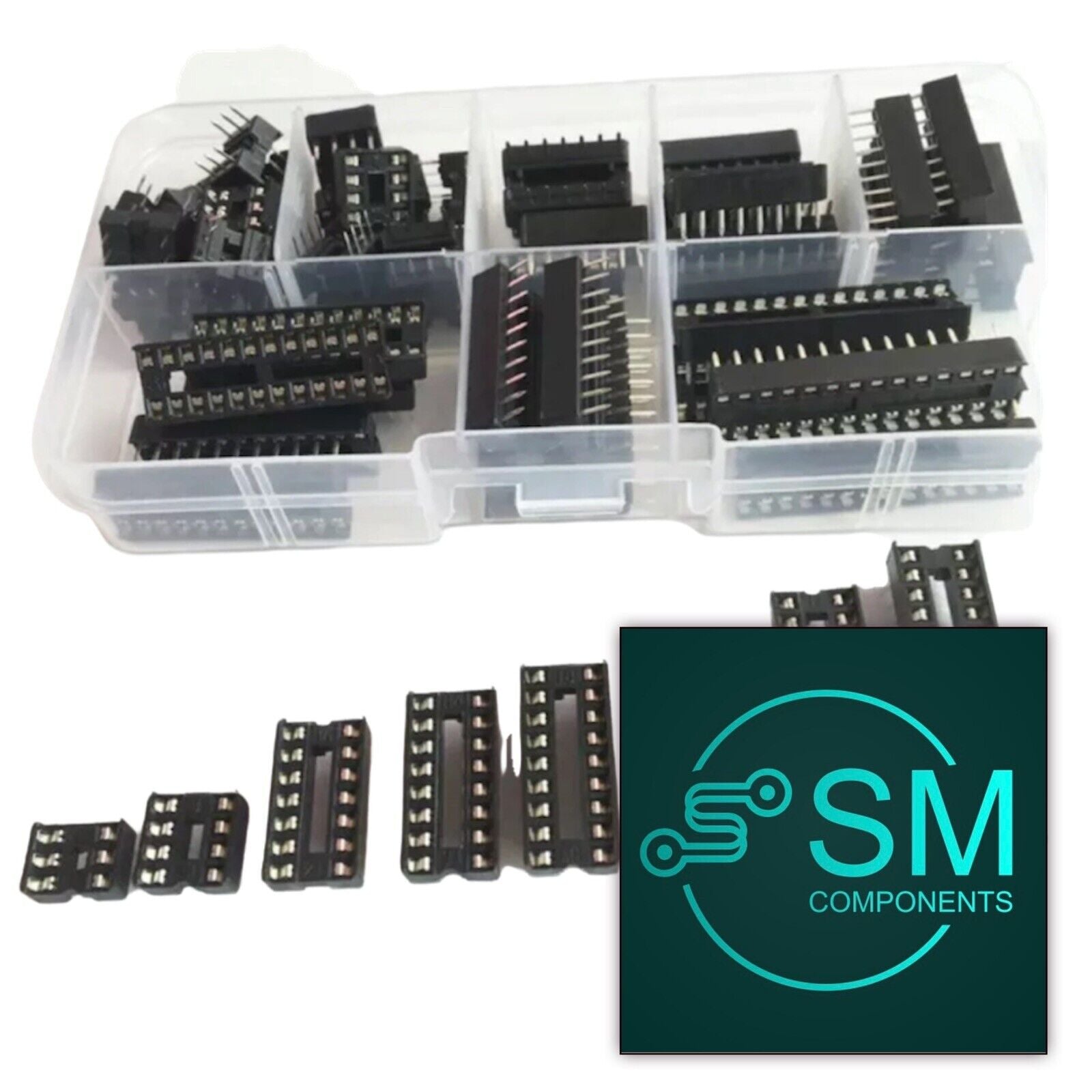 66PCS DIP IC Sockets Solder Type 6 Pin-28 Pin Socket Kit 8 Chip Socket ...