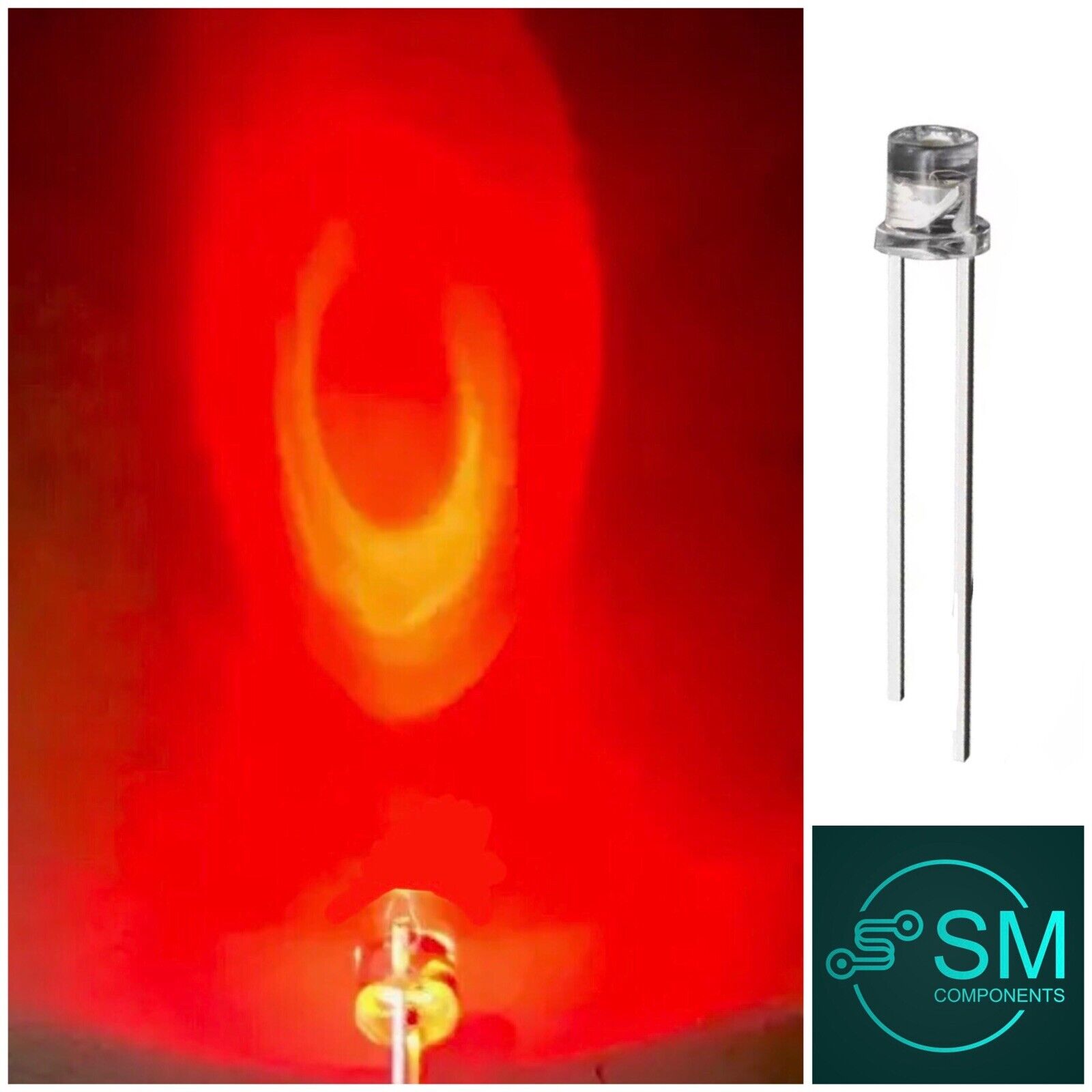 100PCS 3mm Red LED Light Emitting Diode Clear Flat Top LED, No Edge 62 ...