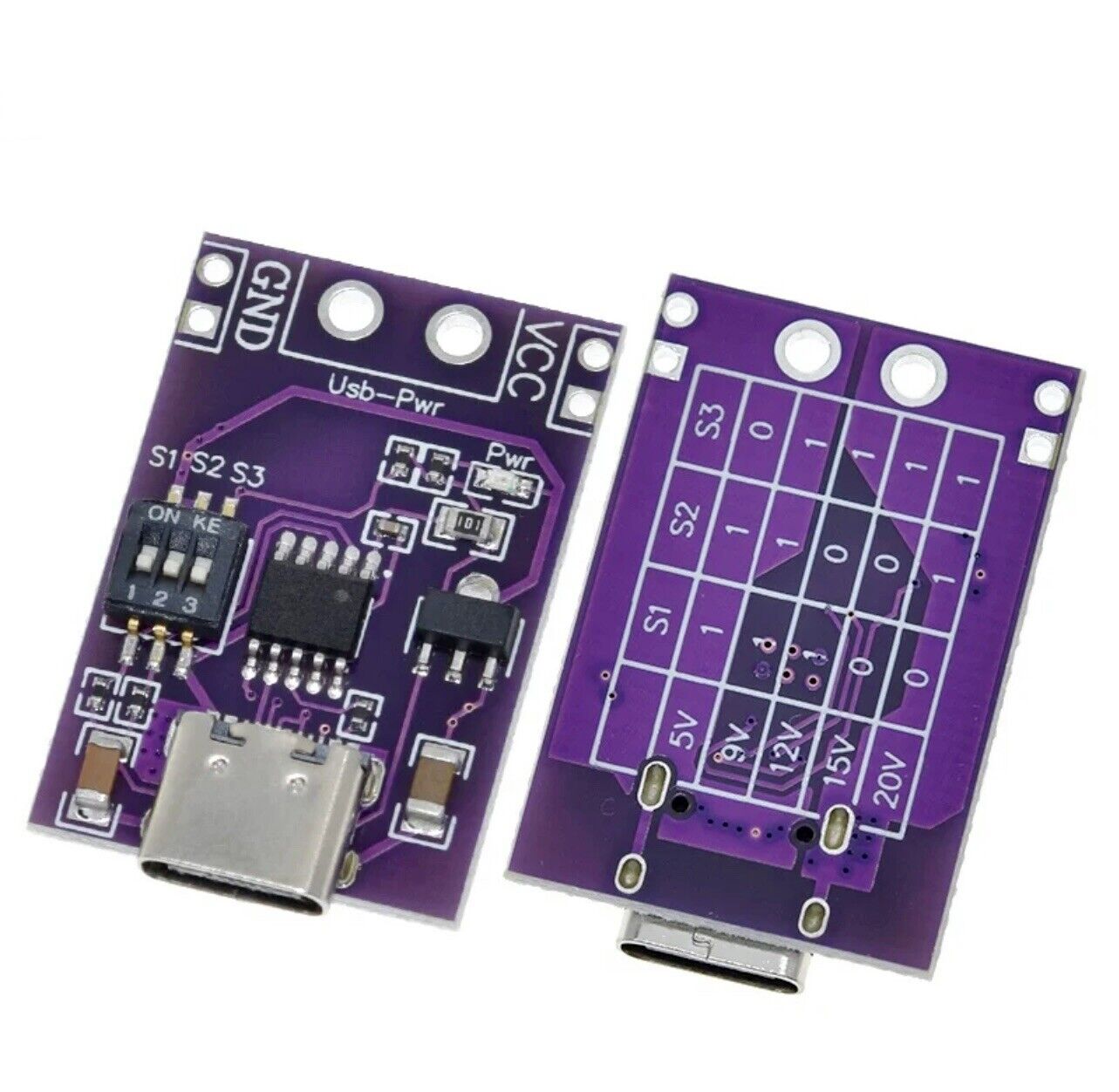 3 X USB Type-C PD/QC/AFC Decoy Trigger Board 5V-20V ADJ Output PD 2-3 ...