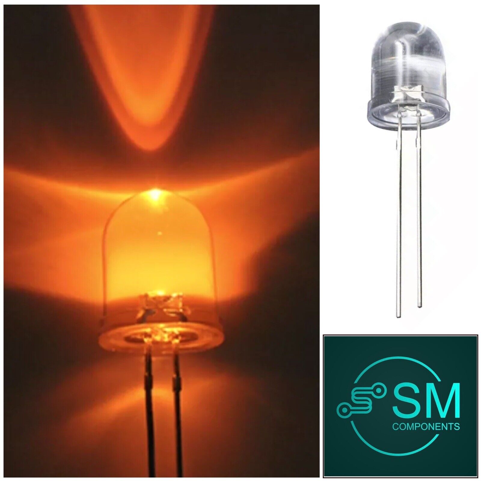 50pcs 10mm F10 Orange Clear Round LED Light Emitting Diode Bright LED ...