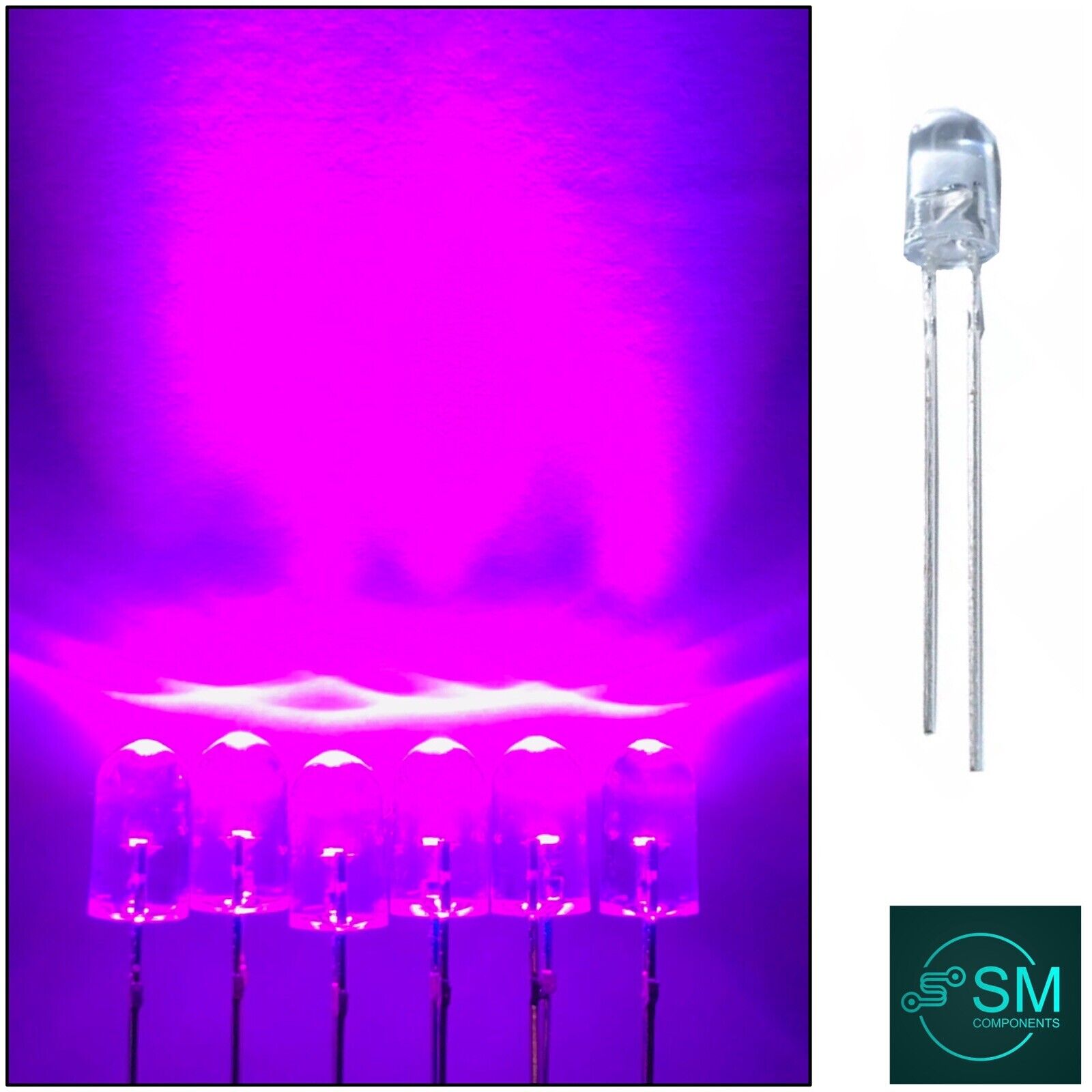 5mm Purple Led Light Emitting Diode 100pcs Clear Round Top (Purple Mag ...