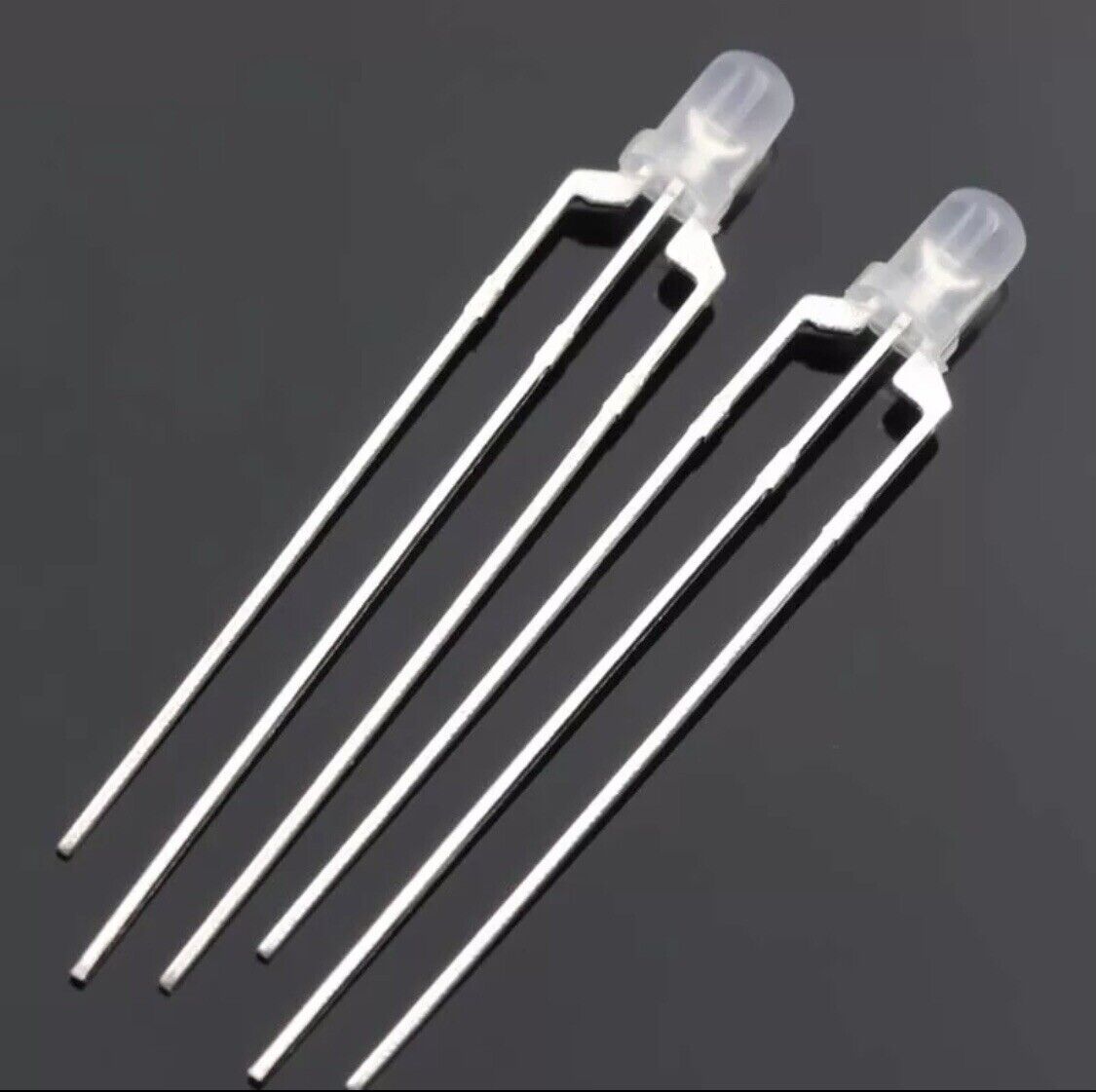100PCS LED 3mm BLUE-WHITE 3-Pin Dual Bi-Color Diffused Common Cathode ...