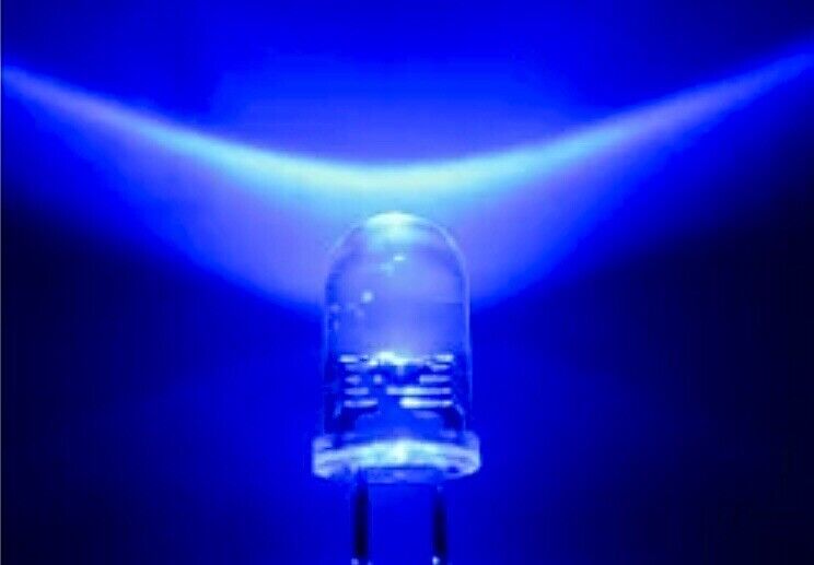 100PCS 5mm ICE BLUE LEDS 4-12 VDC Light Emitting Diode Round Clear NO RESISTOR