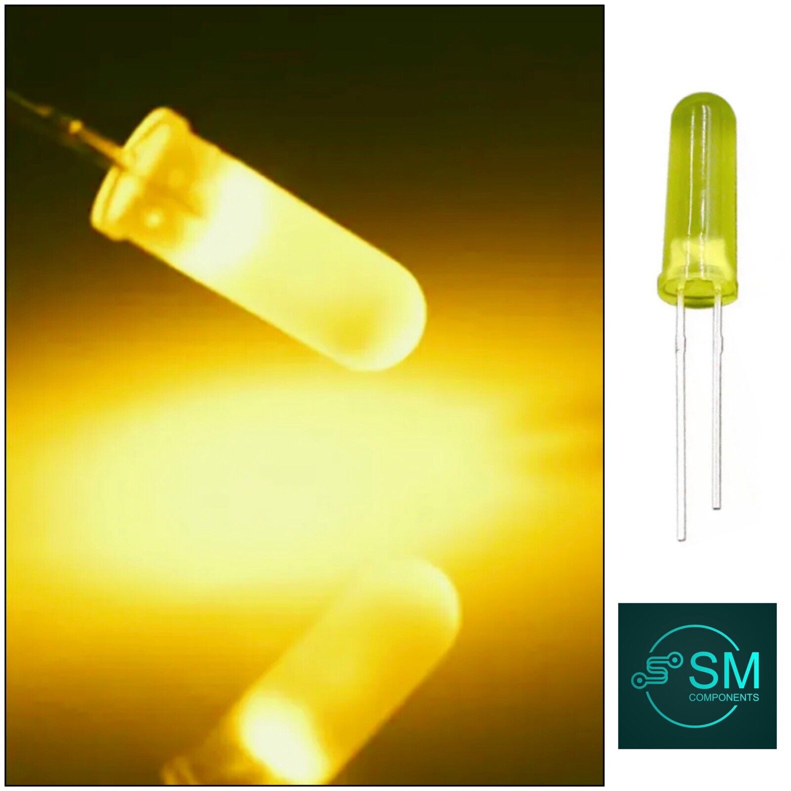 100PCS 5mm High Colloid YELLOW Colour Diffused LED Light Emitting Diod ...
