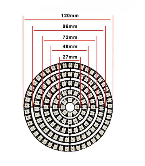 WS2812B RGB LED Full Round Panel Individually Addressable Full-Colour 93 Bit DIY