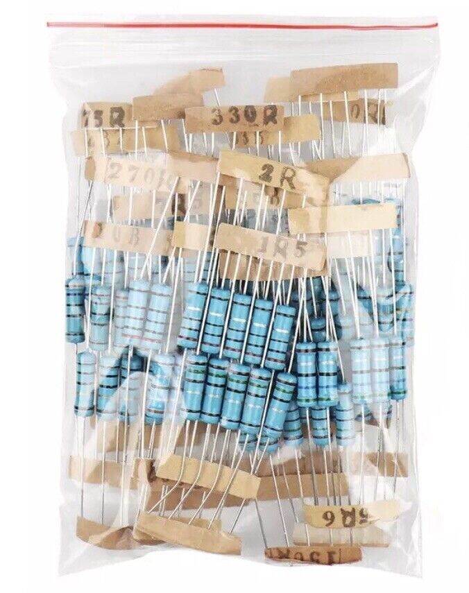 150pc 5 X 30 Values 3W 1 % Metal Film Resistor Assortment Kit 0.1Ω ~ 750Ω