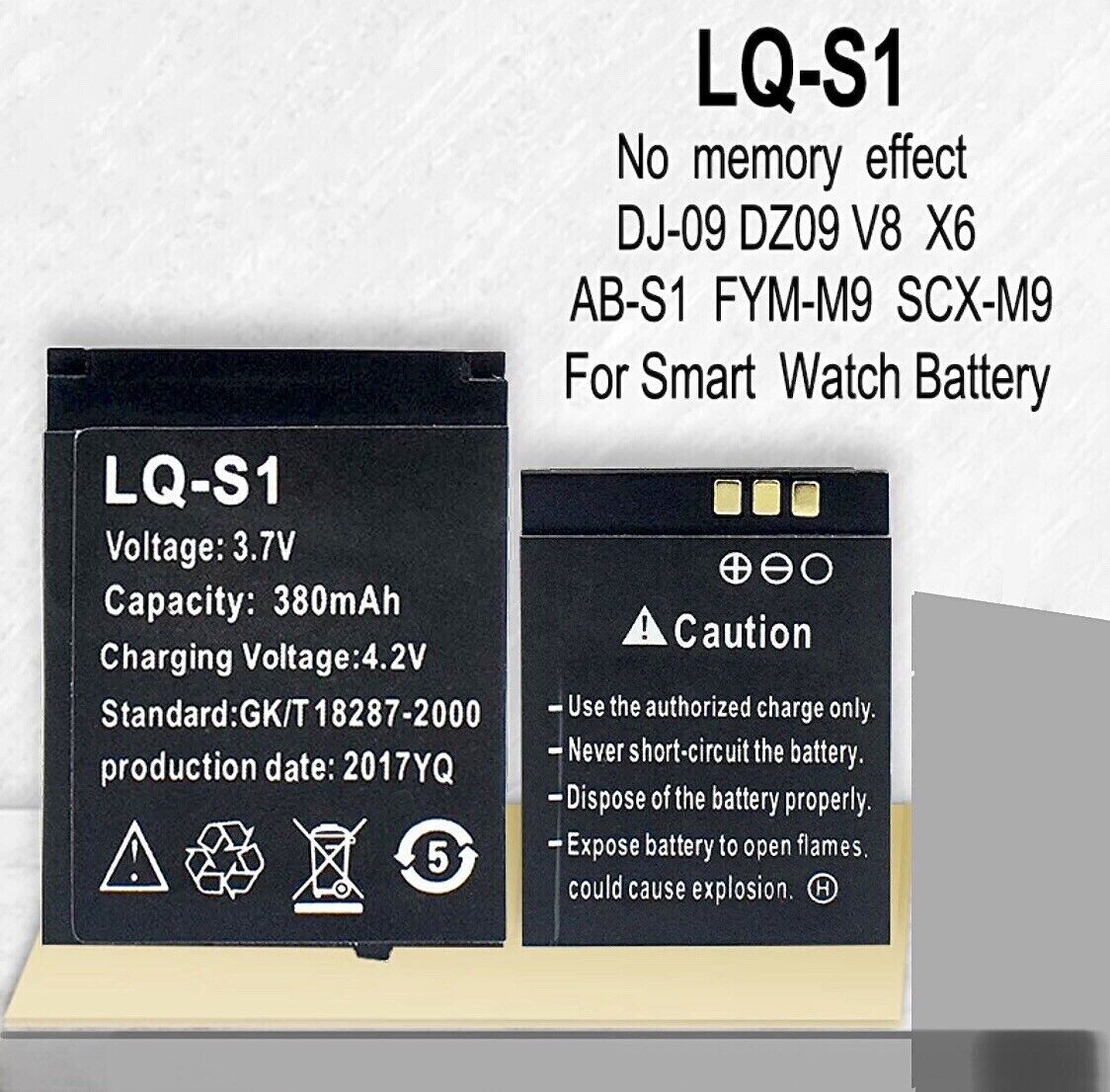 1PCS Smart Watch Battery LQ-S1 3.7V 380mah rechargeable battery AB-S1 DJ-09 DZ09