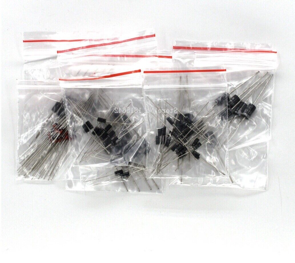 100PC Rectifier Diodes 8 Values 1N4148 1N4007 1N5819 1N5399 1N5408 1N5822 FR107