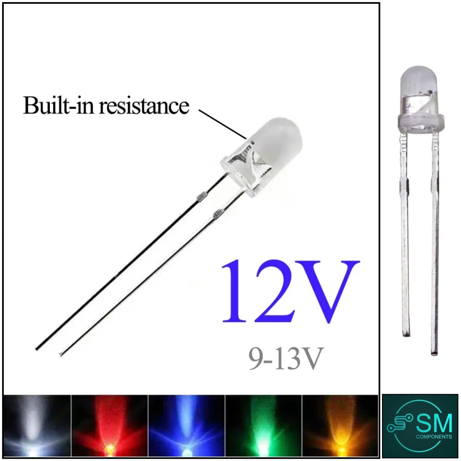 100pcs 3mm LEDS 4-12V leds Light Emitting Diodes Round Clear NO RESIST ...
