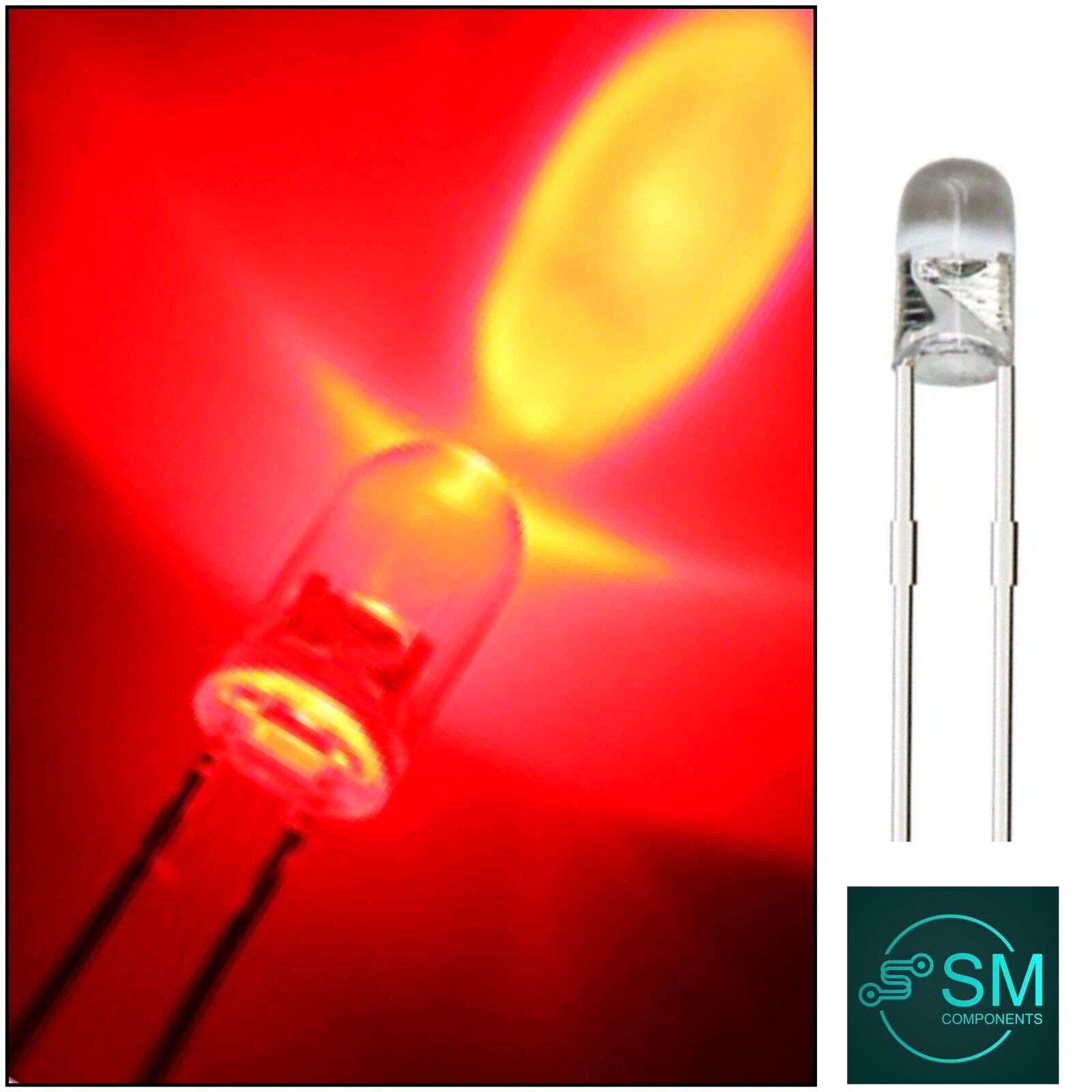100pcs 3mm RED Clear Round Top LED Light Emitting Diodes DIY Edgeless ...