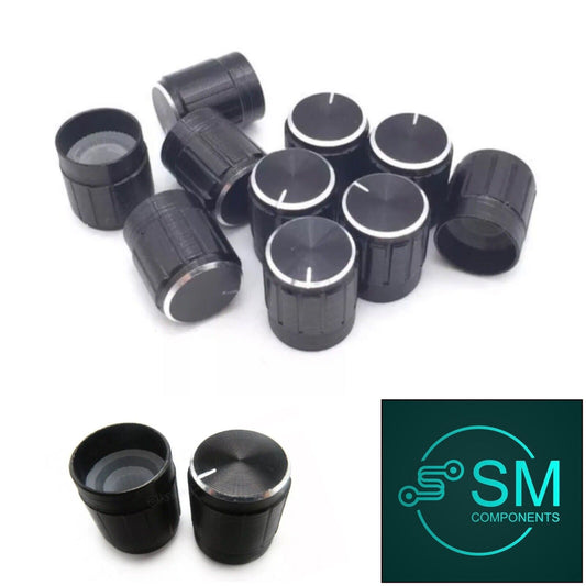 10pcs Black Rotary Volume Knobs Indicator Suit 6mm Shaft Potentiometer 15mm High