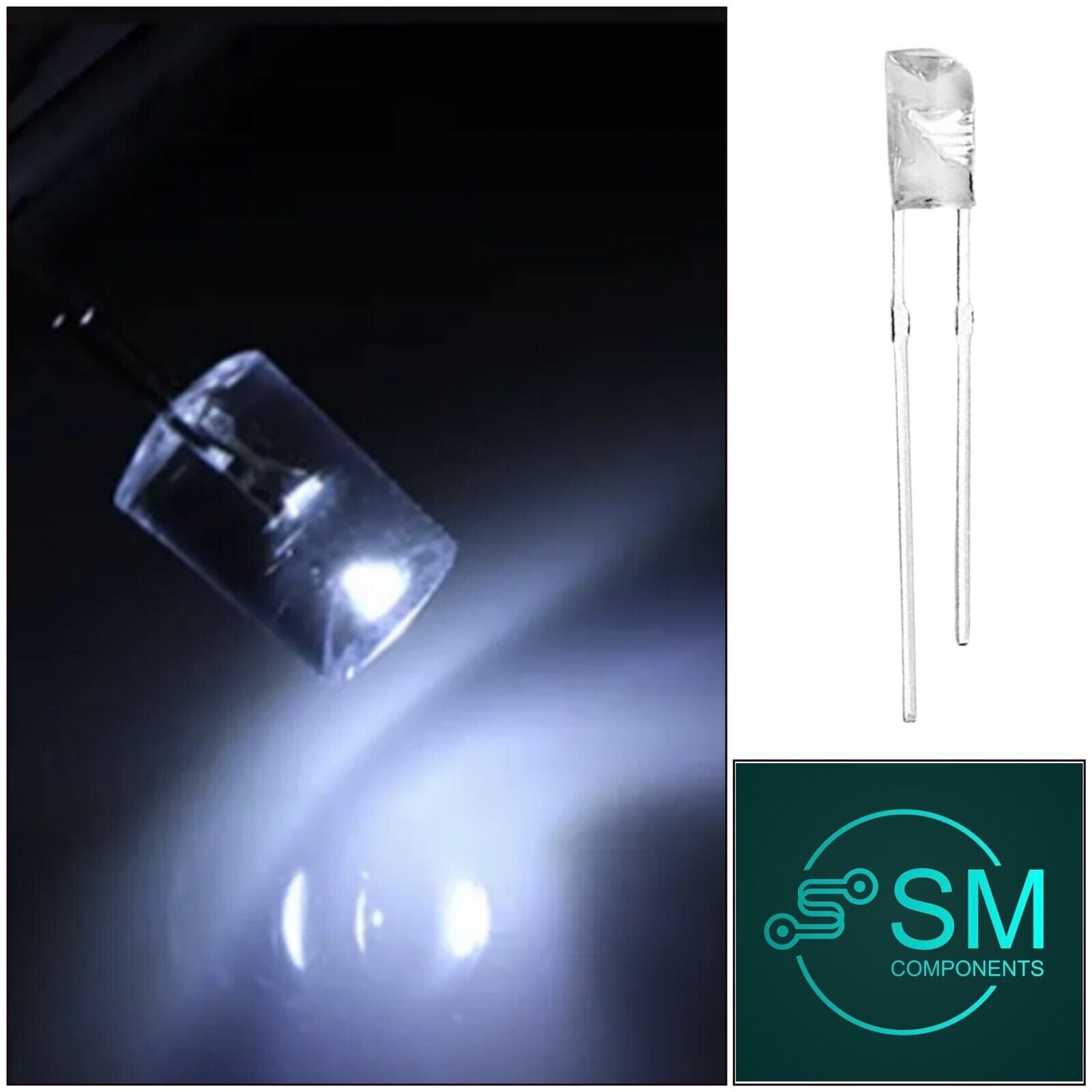 3mm Concave COOL WHITE Led Light Emitting Diode 100pcs Clear Top Conca ...