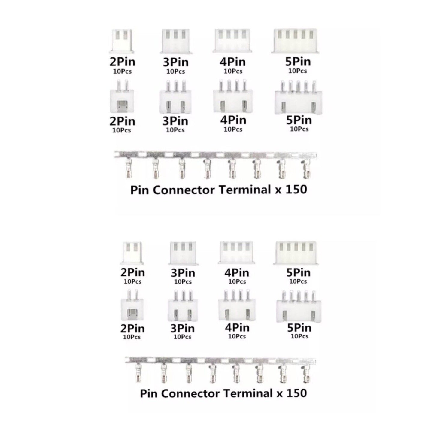 2 X 230pc = 460PCS JST-PH Kit 2/3/4/5Pin PH 2.0mm Metric Pitch Terminal Header