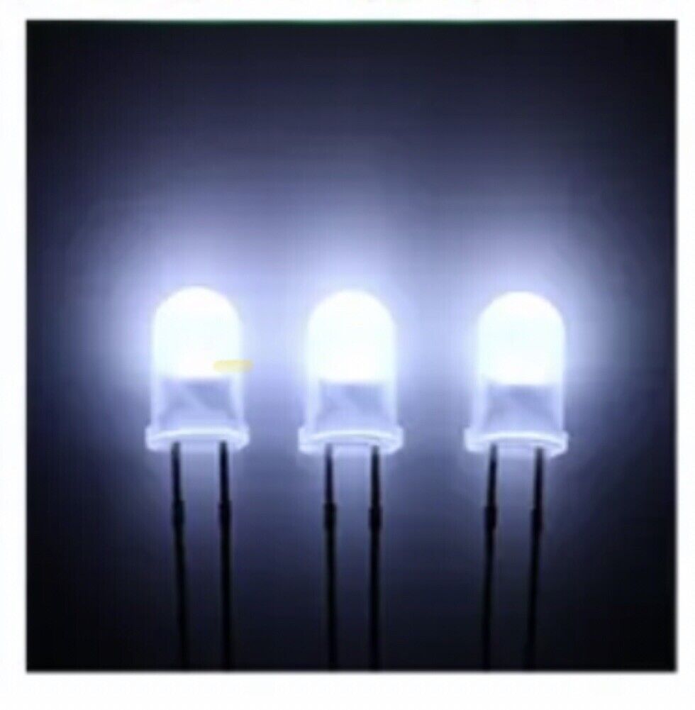 100pcs 5mm White Diffused Round Top LED Diodes Light Emitting Diodes 8 ...