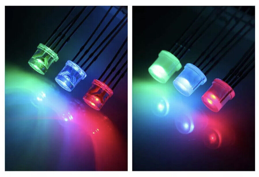 Red Led Green Led Blue Led 100pc 5mm LED 4pin RGB Red Green Blue Clear Flat Top Tricolour Common ...