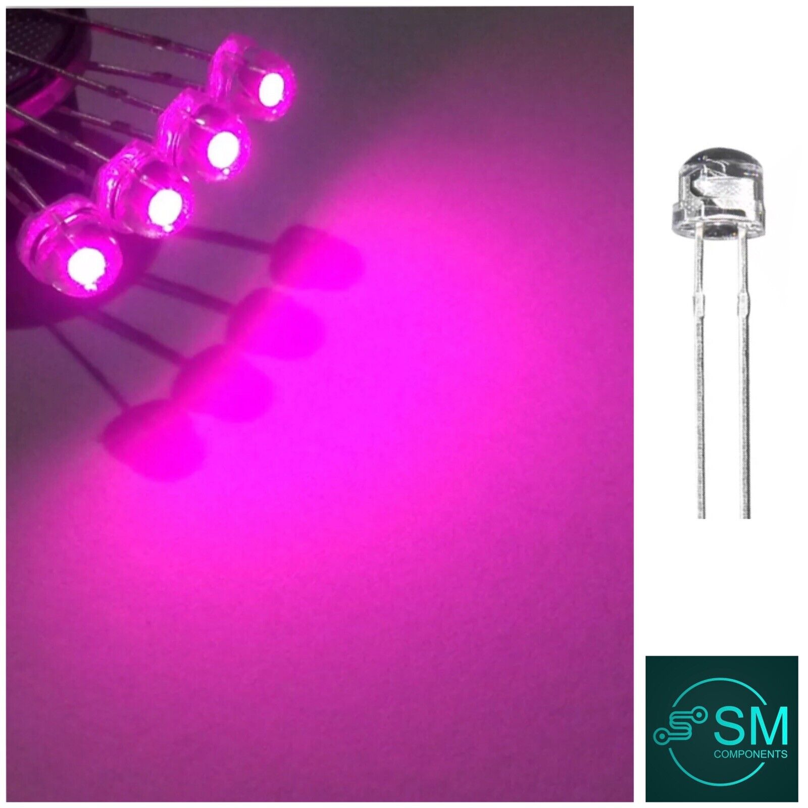 5mm Pink Led Light Emitting Diode Straw Hat 100pcs LED Clear Top Round ...