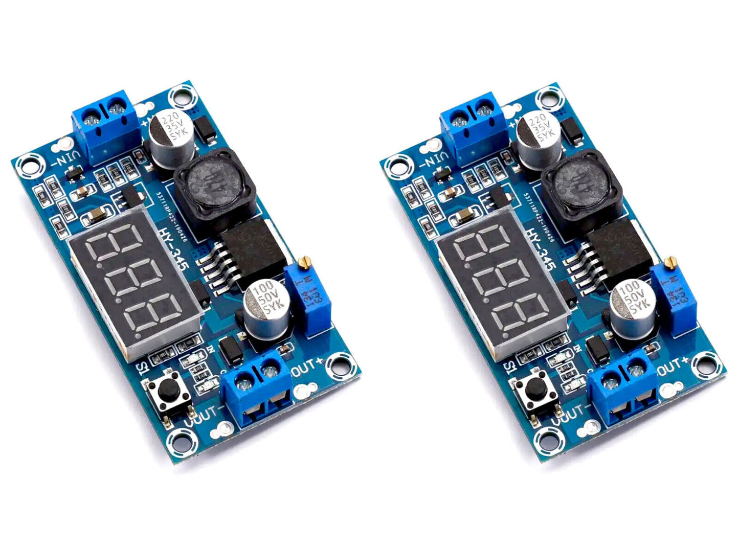 2PCS - XL6009 DC-DC Variable Voltage Boost Step-Up Regulator Module With Display
