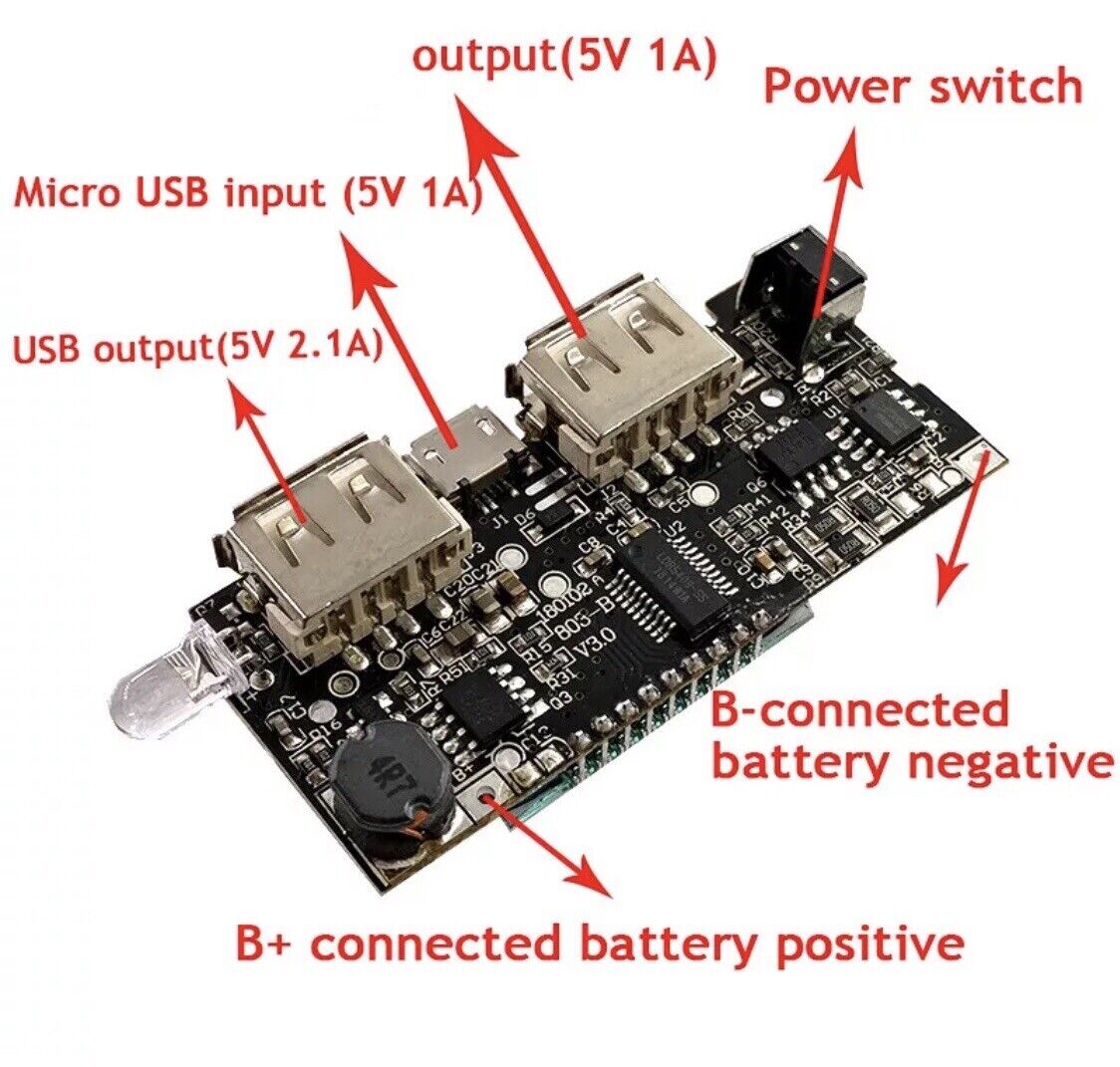 Electronic Module Board Rx 2PCS Dual USB 5V2.1A 1A Mobile Power Bank 18650 Battery Charge PCB Mod ...