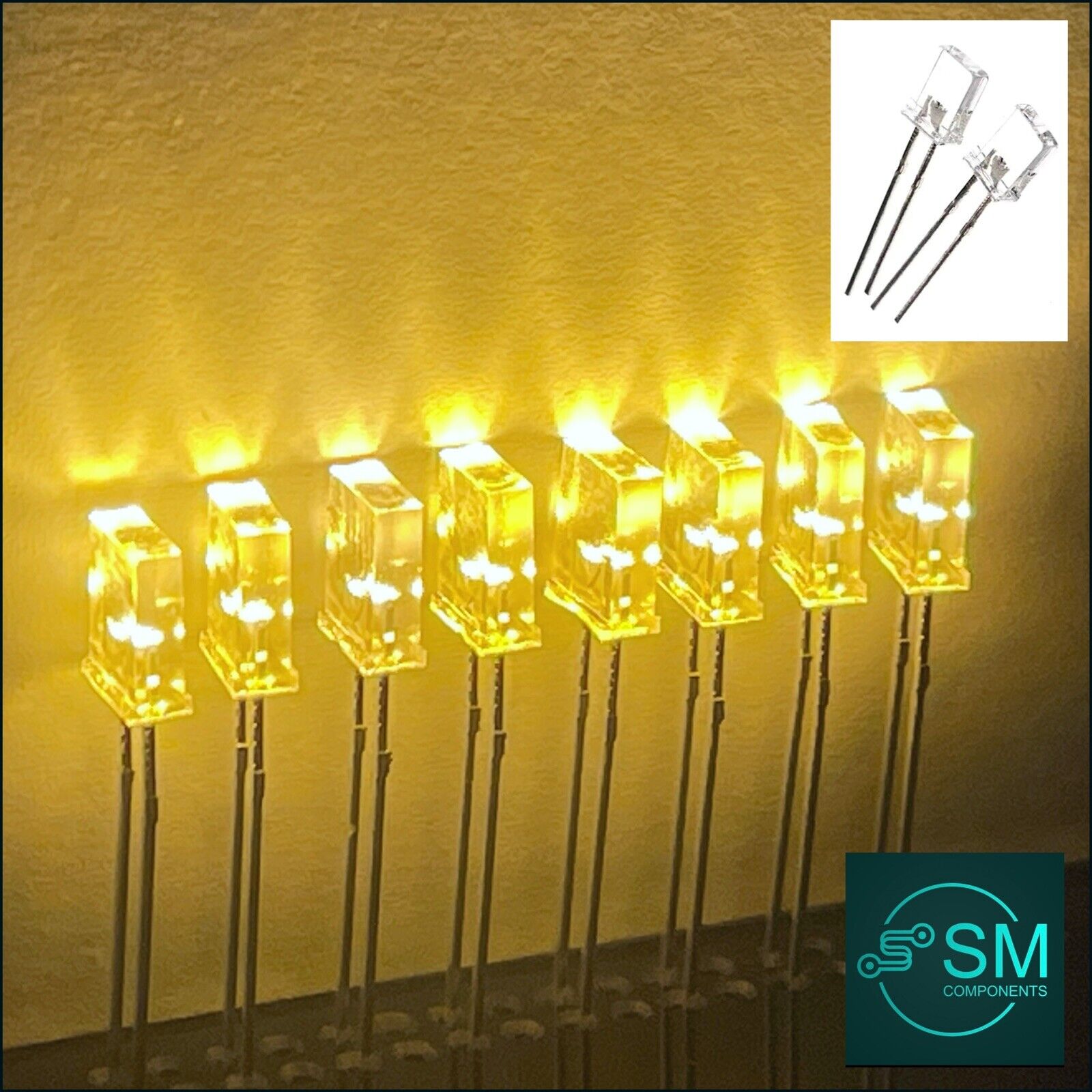 100pcs 2x5x7mm 257 Rectangular WARM WHITE Clear Resin Led Light Emitti ...