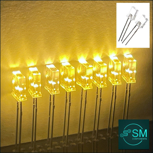 100pcs 2x5x7mm 257 Rectangular WARM WHITE Clear Resin Led Light Emitting Diode