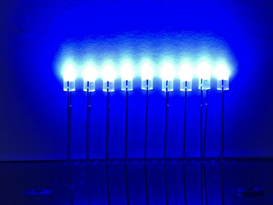 100PCS 3mm BLUE Colour Diffused LED Light Emitting Diodes NO EDGE Long Pins DIY