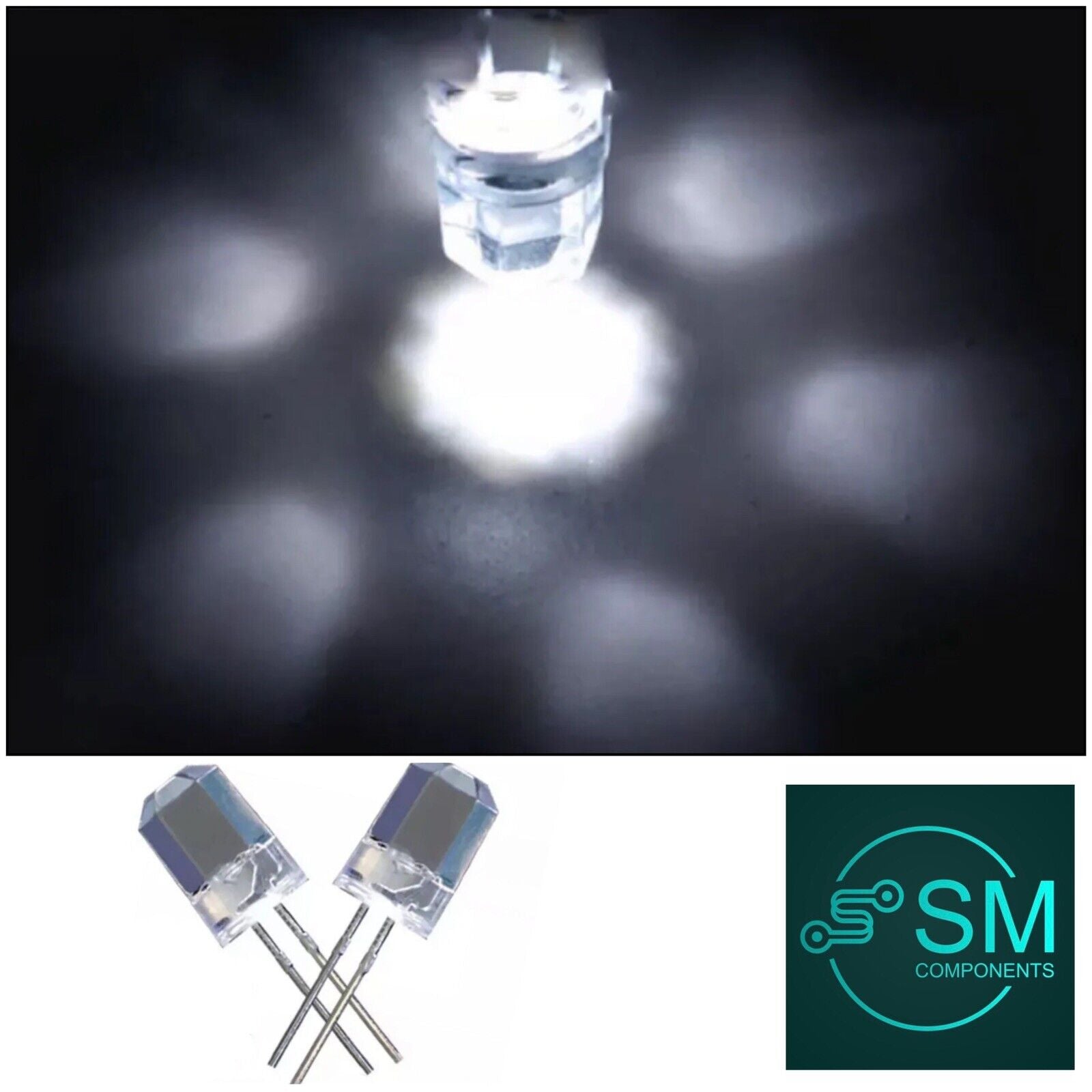 100PC 8mm DIP Clear HEXAGONAL Coolwhite Led Light Emitting Diode DIY E ...